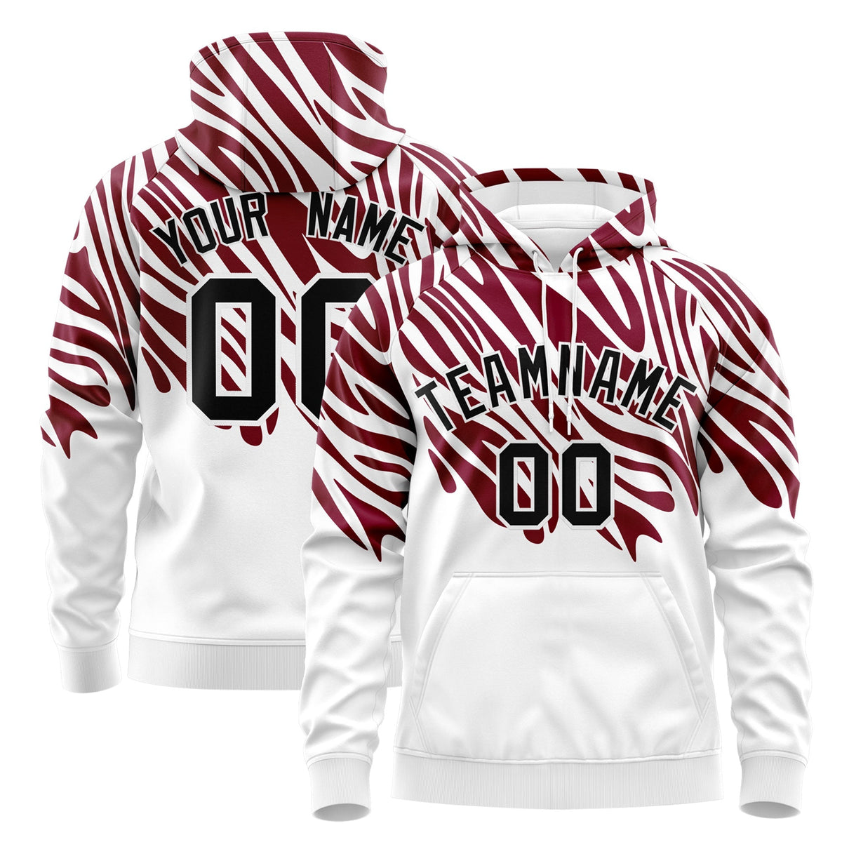 Custom Crimson White Leopard Print Pullover Sweatshirt Hoodie| KXKSHOP
