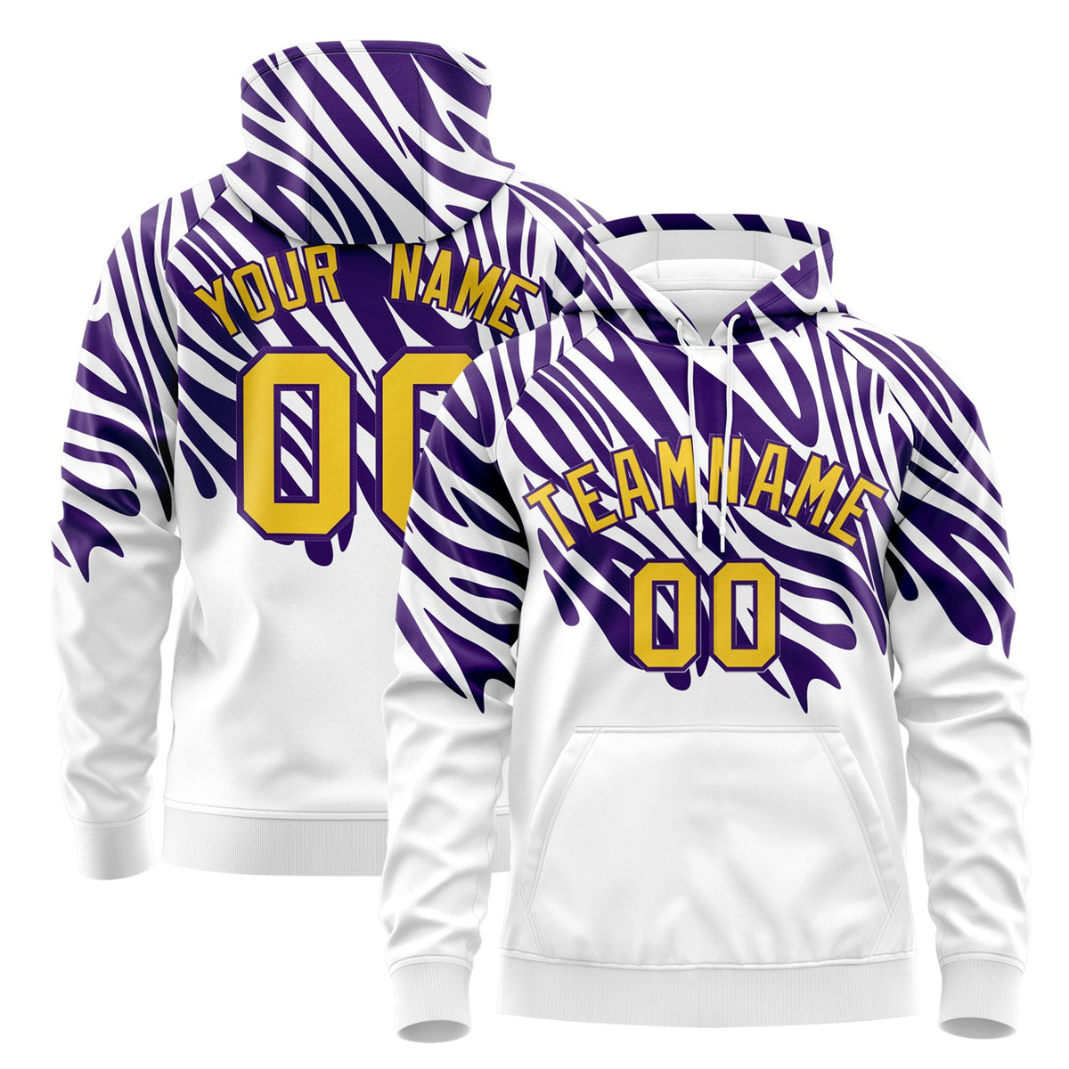 Custom Purple White Leopard Print Pullover Sweatshirt Hoodie| KXKSHOP