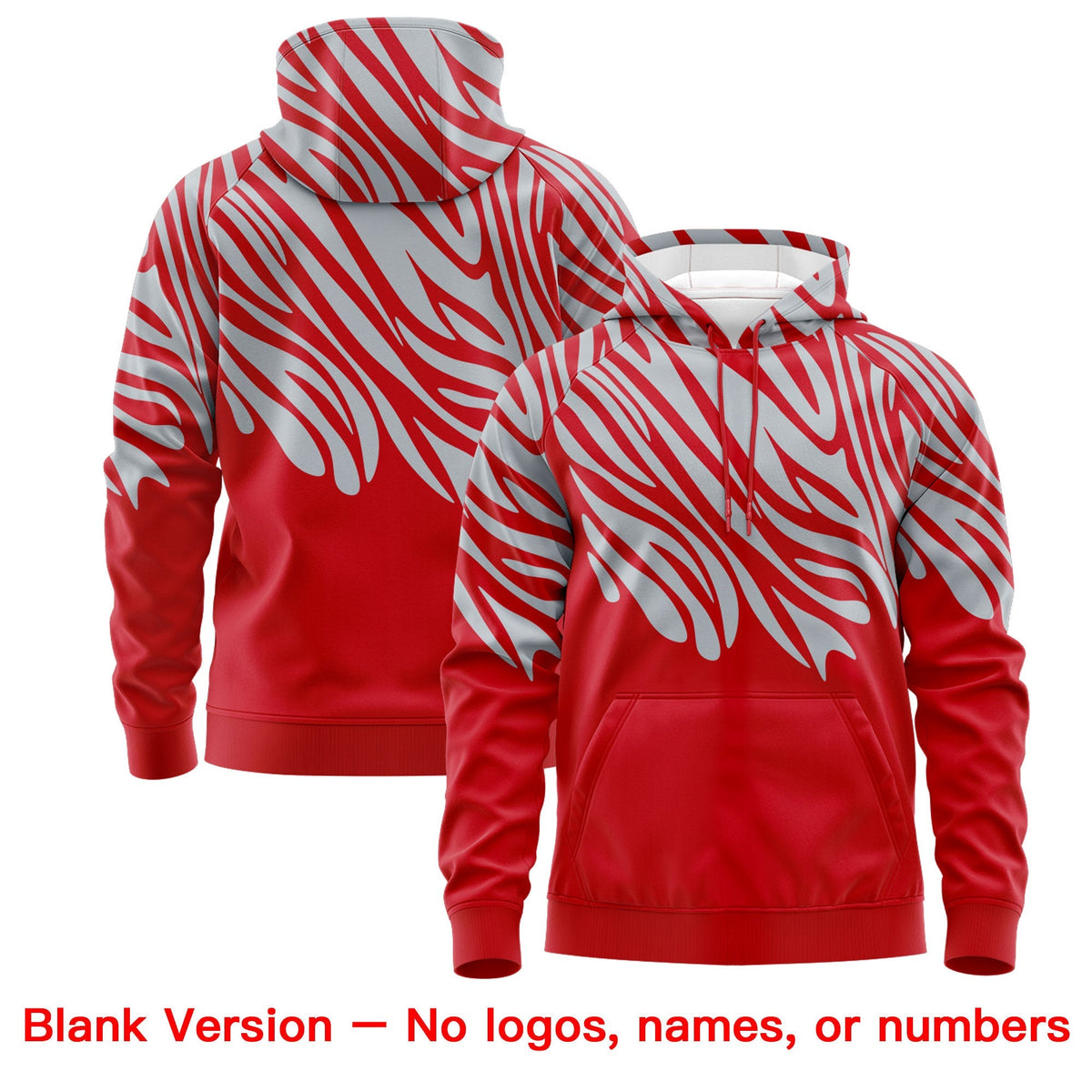 Custom Red Silver White Leopard Print Pullover Sweatshirt Hoodie| KXKSHOP