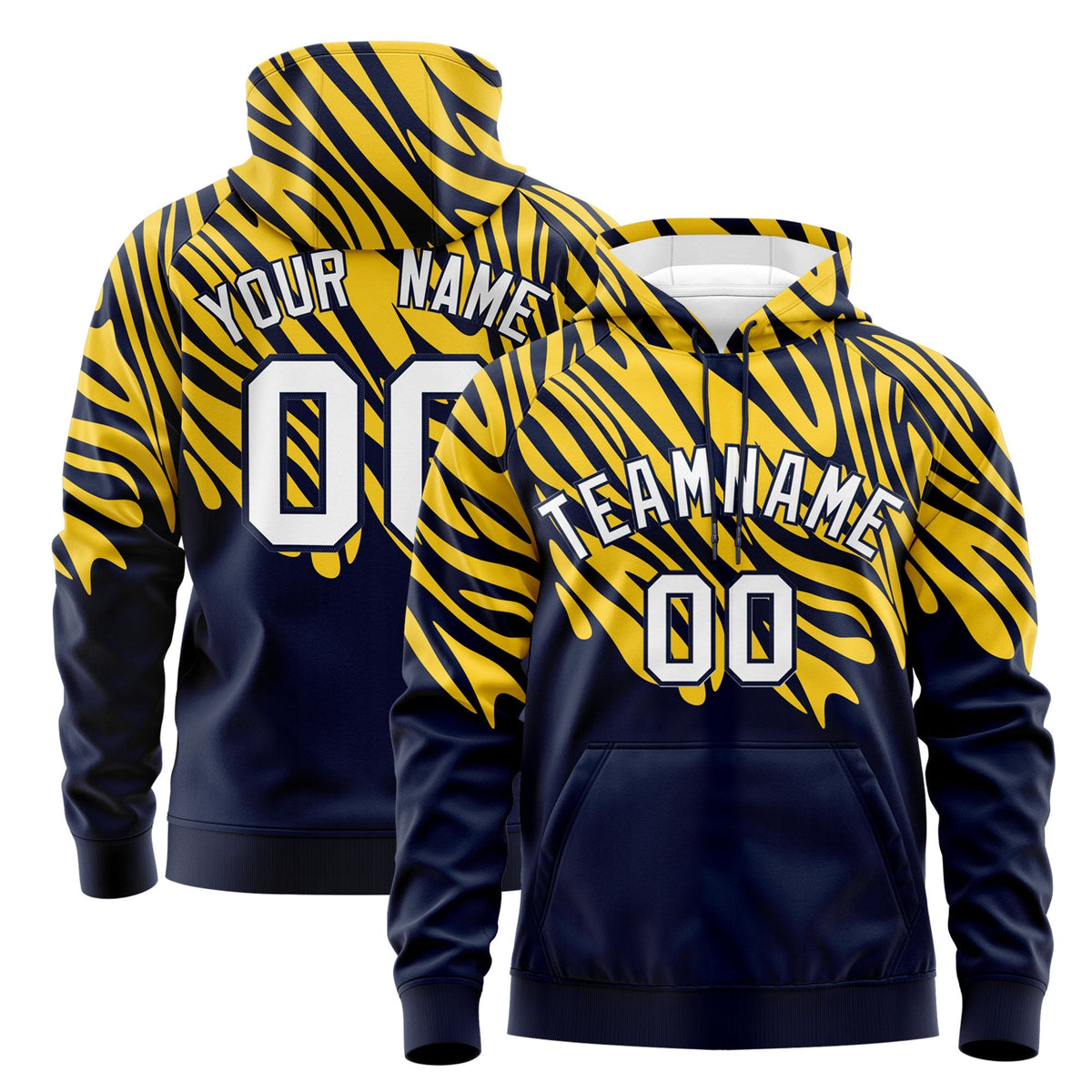Custom Gold Navy Leopard Print Pullover Sweatshirt Hoodie| KXKSHOP
