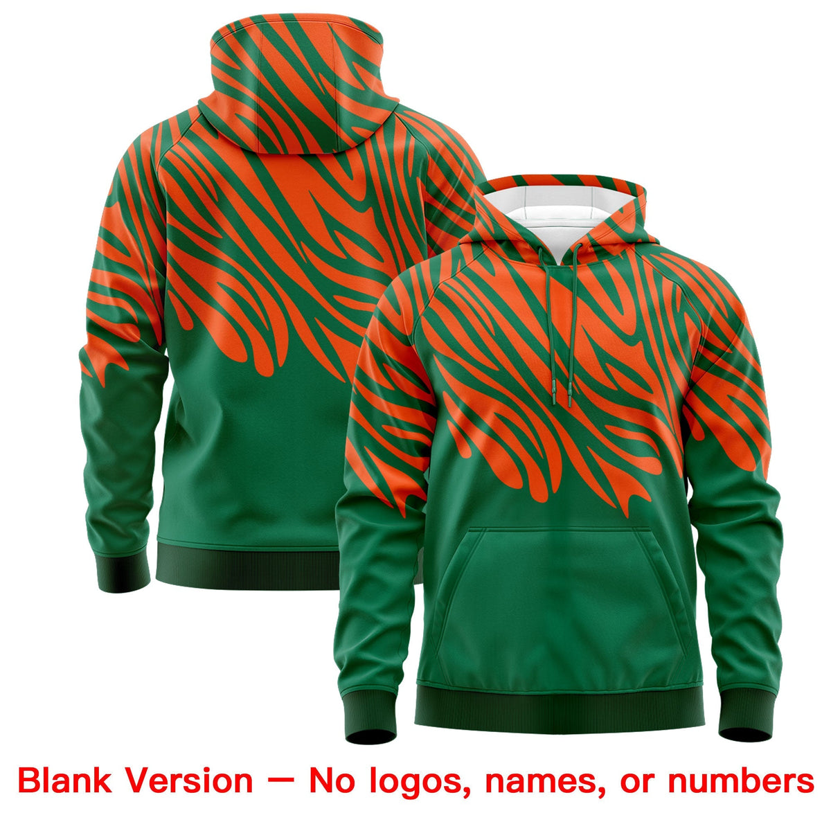 Custom Kelly Green Orange White Leopard Print Pullover Sweatshirt Hoodie| KXKSHOP