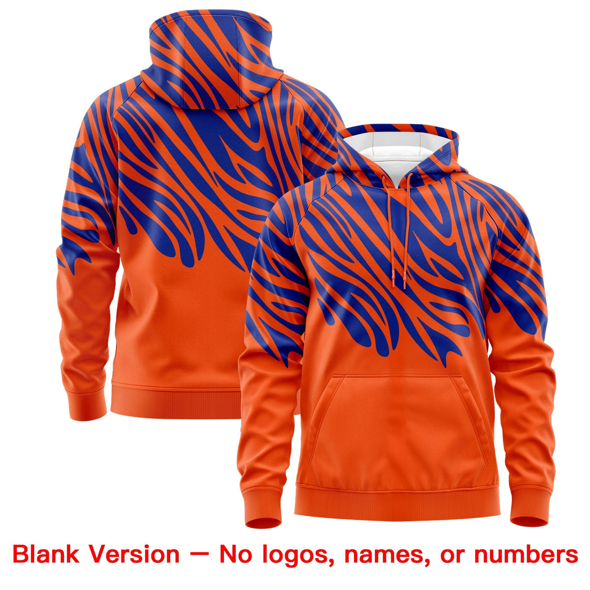Custom Royal Blue Orange Leopard Print Pullover Sweatshirt Hoodie| KXKSHOP