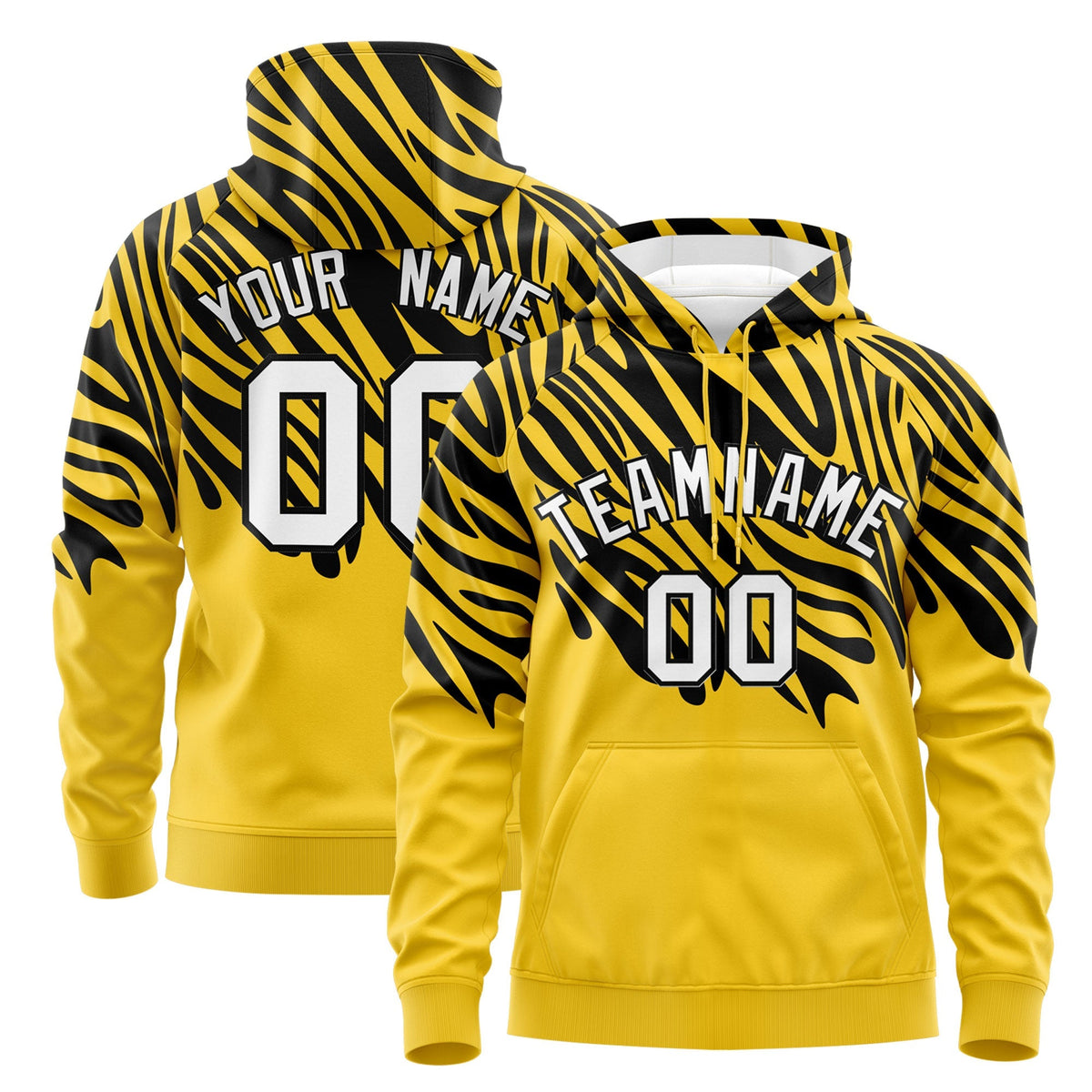 Custom Gold Black White Leopard Print Pullover Sweatshirt Hoodie| KXKSHOP