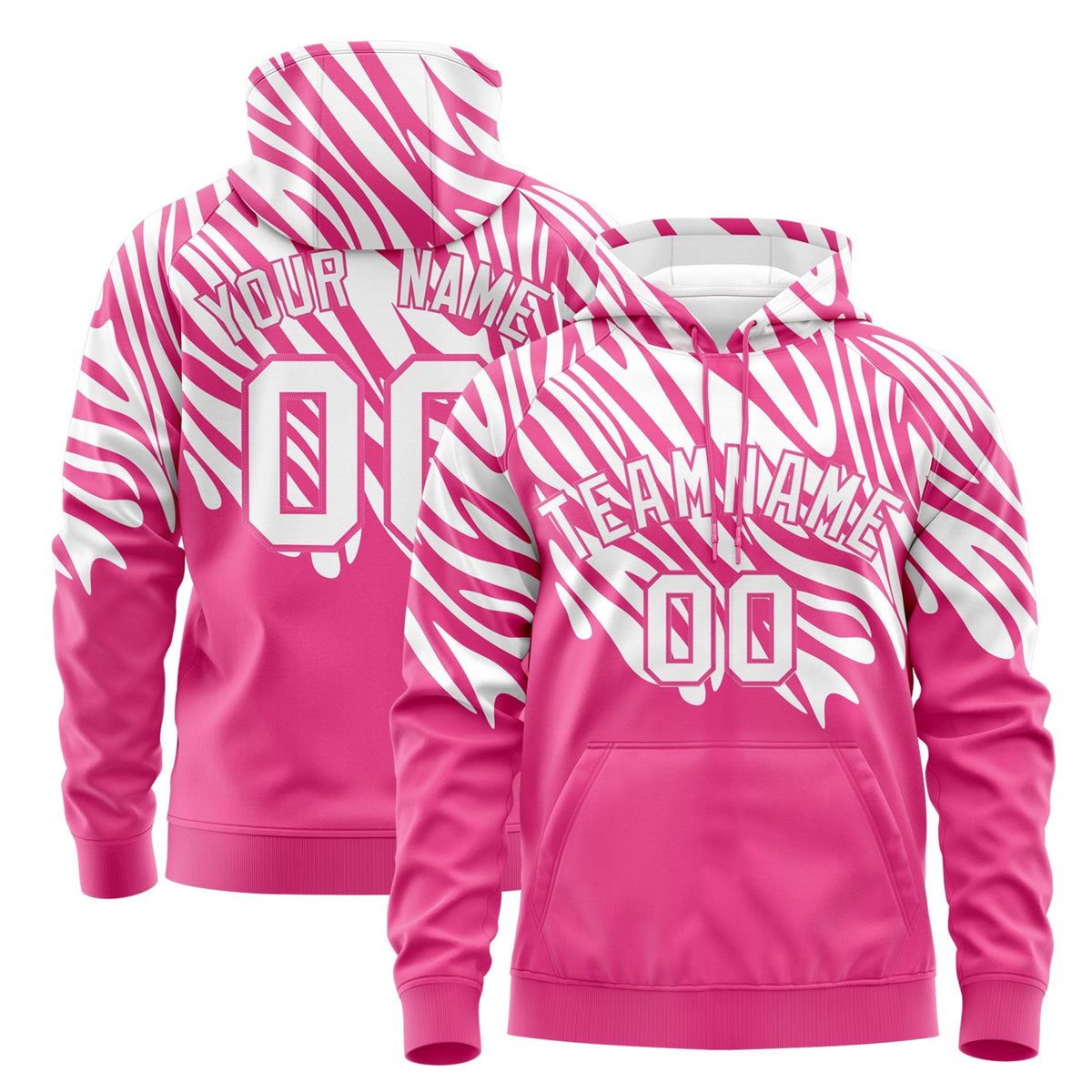 Custom White Pink Leopard Print Pullover Sweatshirt Hoodie| KXKSHOP