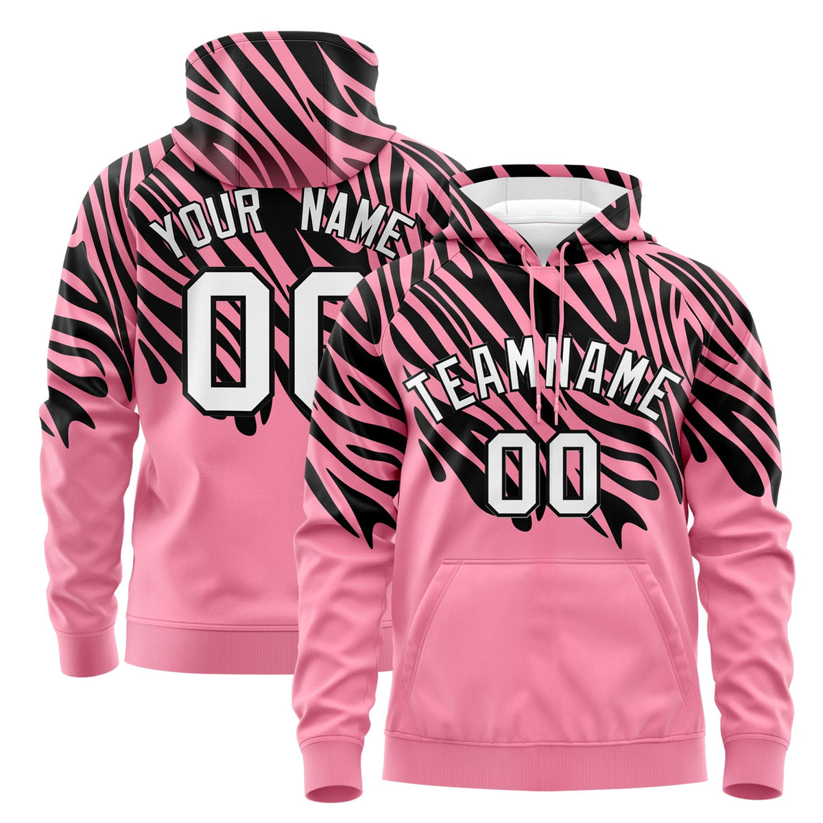 Custom Black Light Pink Leopard Print Pullover Sweatshirt Hoodie| KXKSHOP