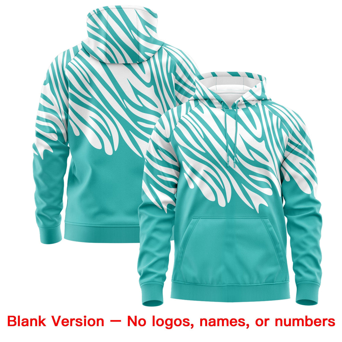 Custom White Teal Leopard Print Pullover Sweatshirt Hoodie| KXKSHOP