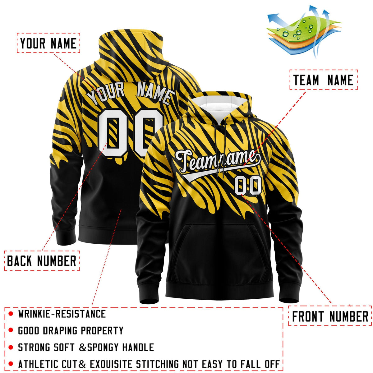Custom Gold Black Leopard Print Pullover Sweatshirt Hoodie| KXKSHOP