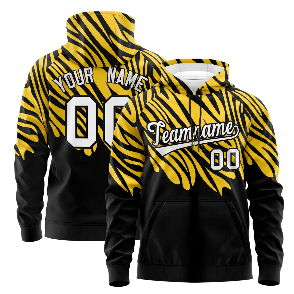 Custom Gold Black Leopard Print Pullover Sweatshirt Hoodie| KXKSHOP