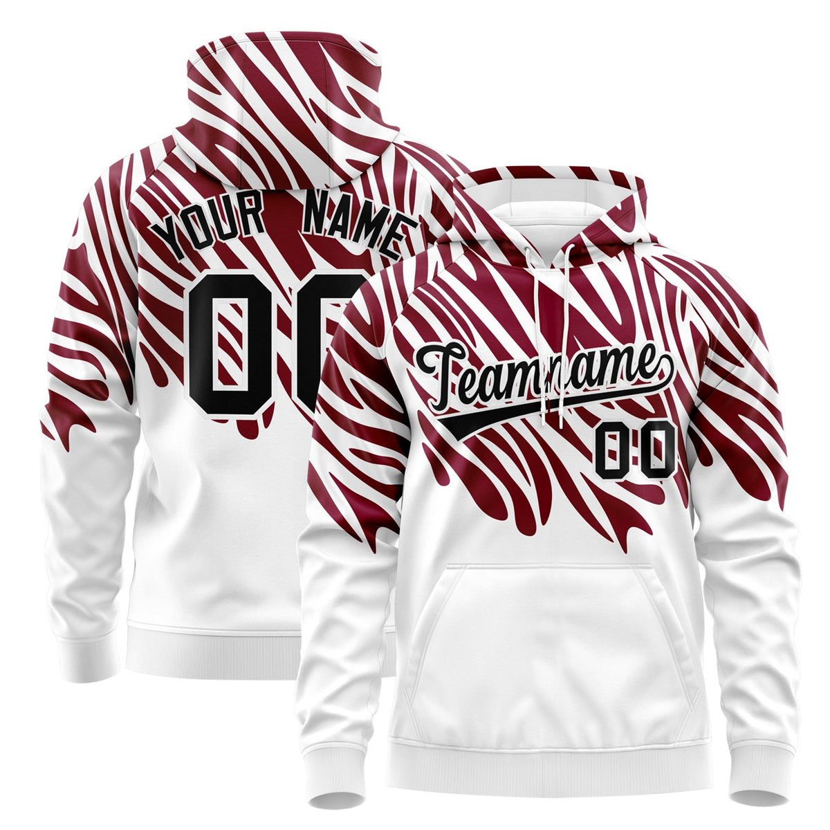 Custom Crimson White Leopard Print Pullover Sweatshirt Hoodie| KXKSHOP