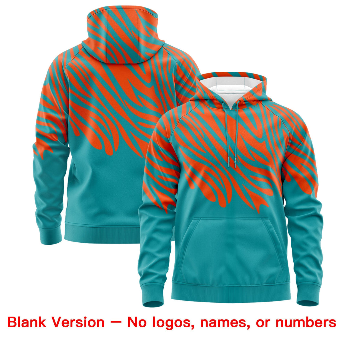 Custom Orange Aqua Leopard Print Pullover Sweatshirt Hoodie| KXKSHOP