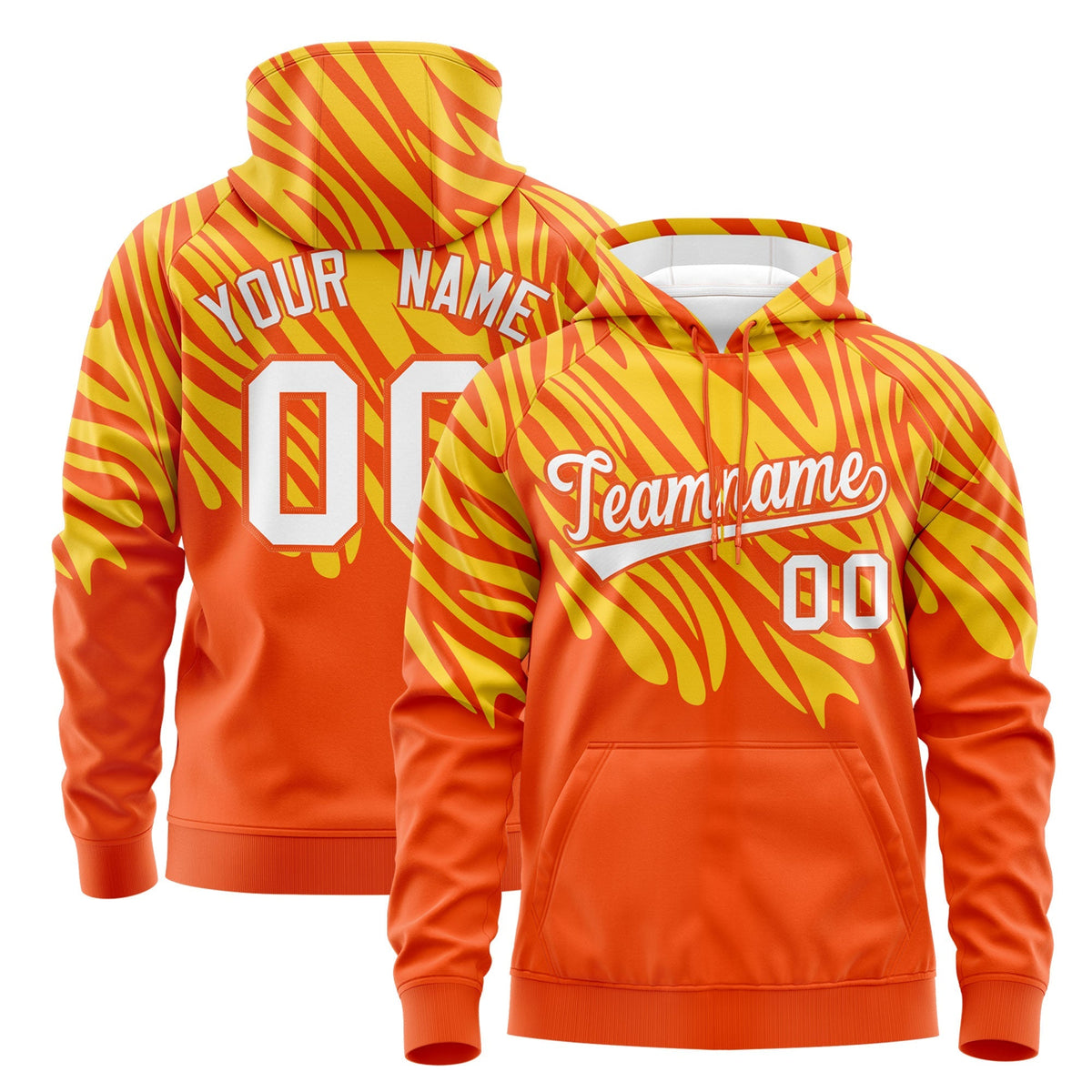 Custom Gold Orange Leopard Print Pullover Sweatshirt Hoodie| KXKSHOP