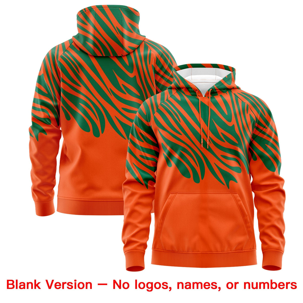 Custom Orange Kelly Green White Leopard Print Pullover Sweatshirt Hoodie| KXKSHOP