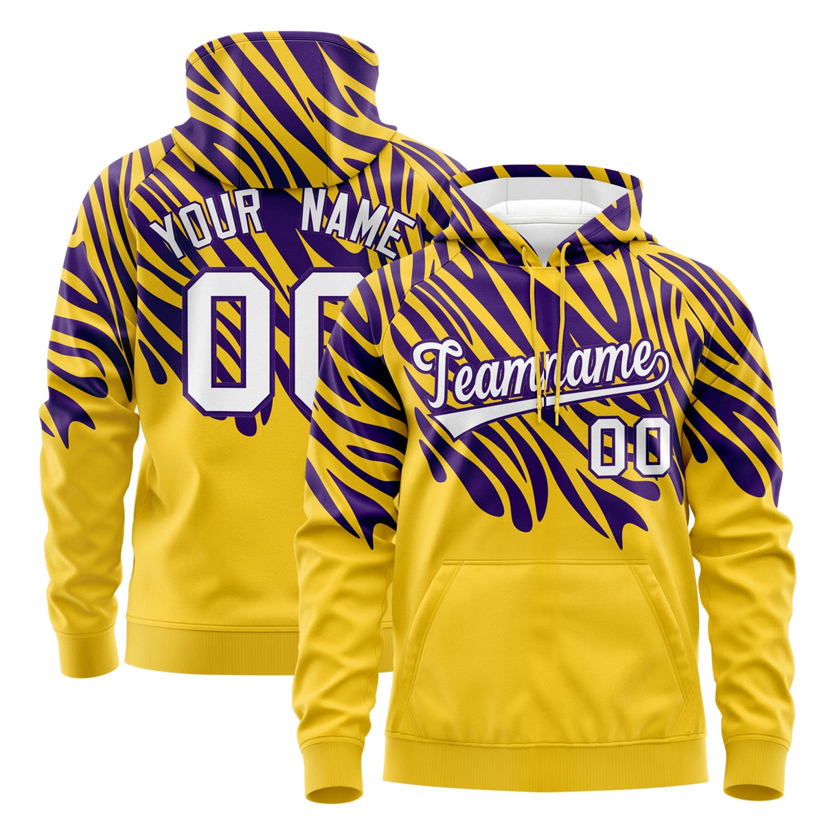 Custom Purple Gold Leopard Print Pullover Sweatshirt Hoodie| KXKSHOP