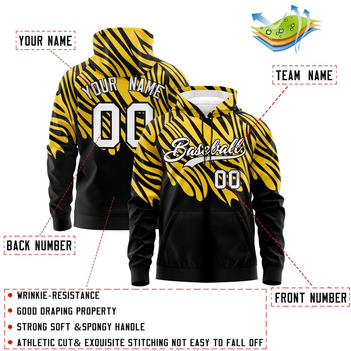 Custom Gold Black Leopard Print Pullover Sweatshirt Hoodie| KXKSHOP
