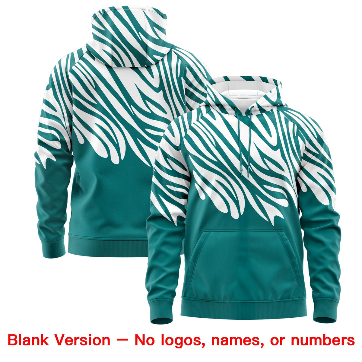 Custom Teal White Leopard Print Pullover Sweatshirt Hoodie| KXKSHOP