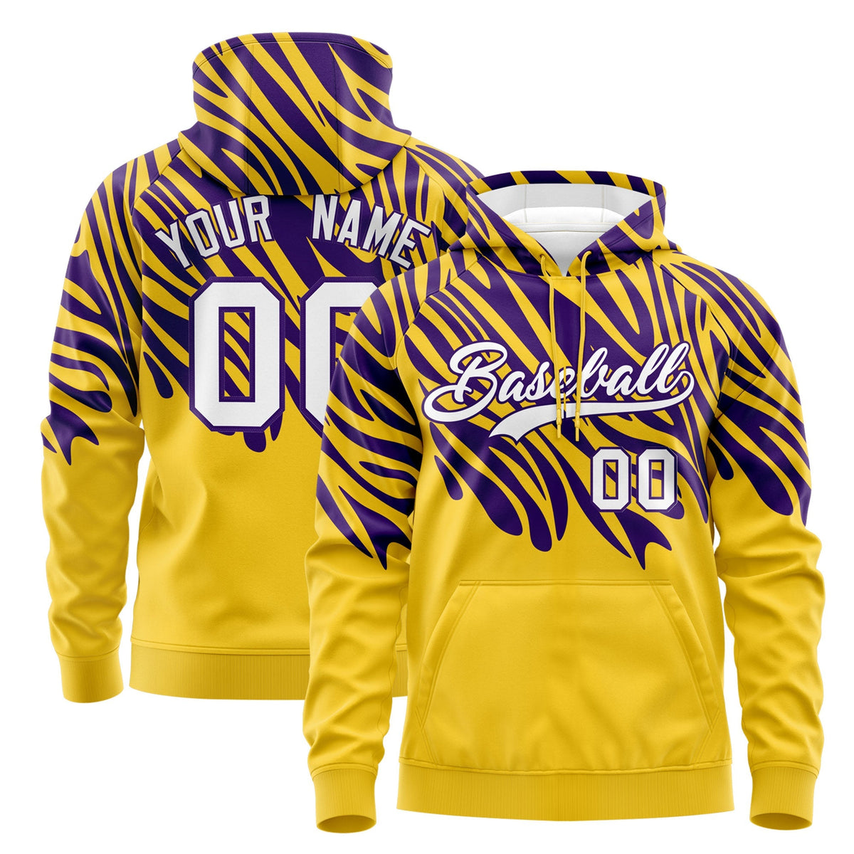 Custom Purple Gold Leopard Print Pullover Sweatshirt Hoodie| KXKSHOP