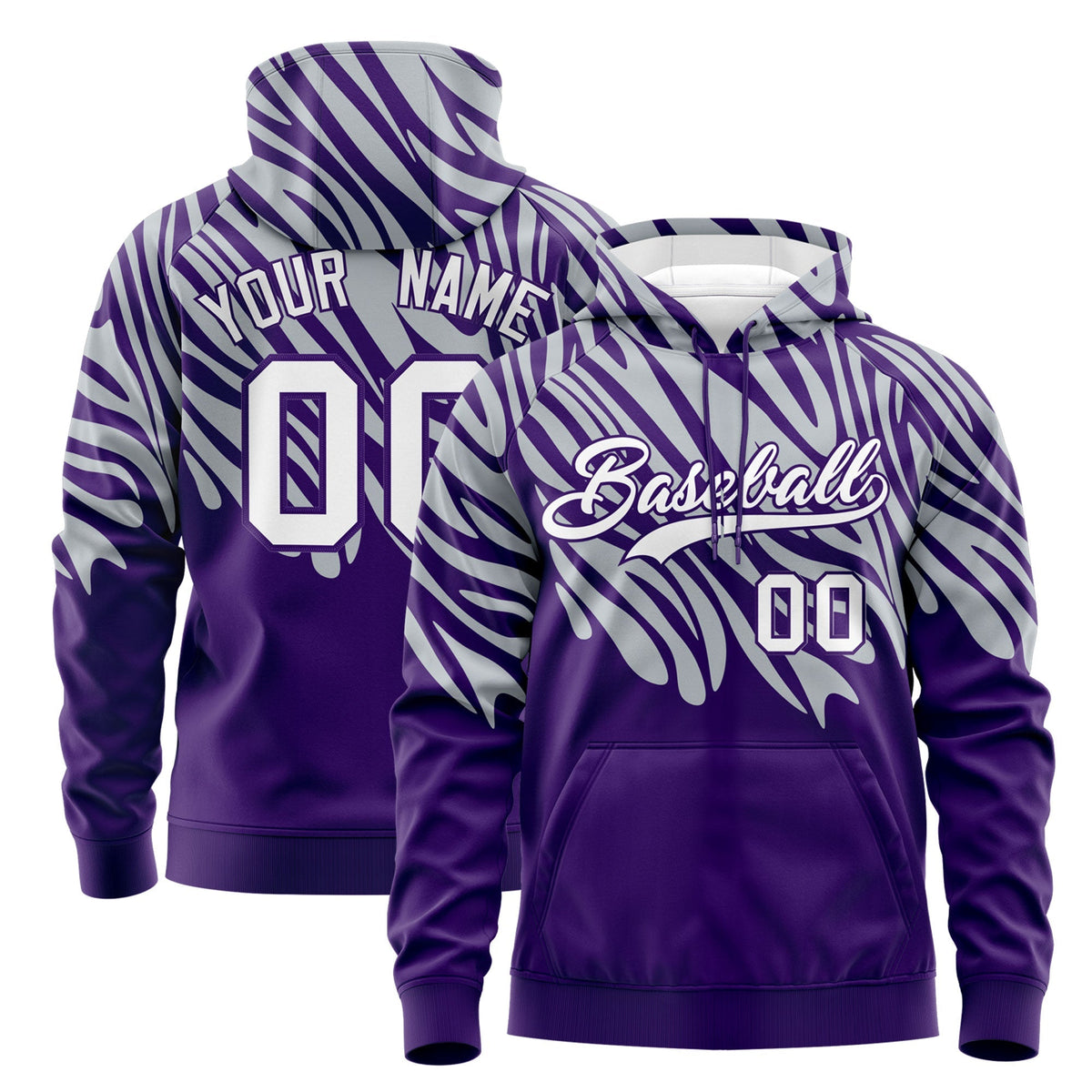 Custom Silver Purple Leopard Print Pullover Sweatshirt Hoodie| KXKSHOP