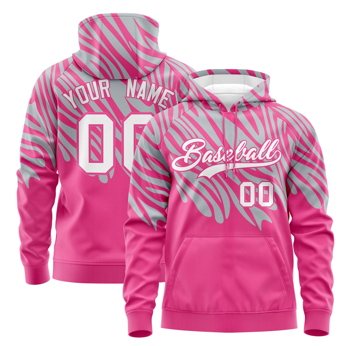 Custom Silver Pink Leopard Print Pullover Sweatshirt Hoodie| KXKSHOP