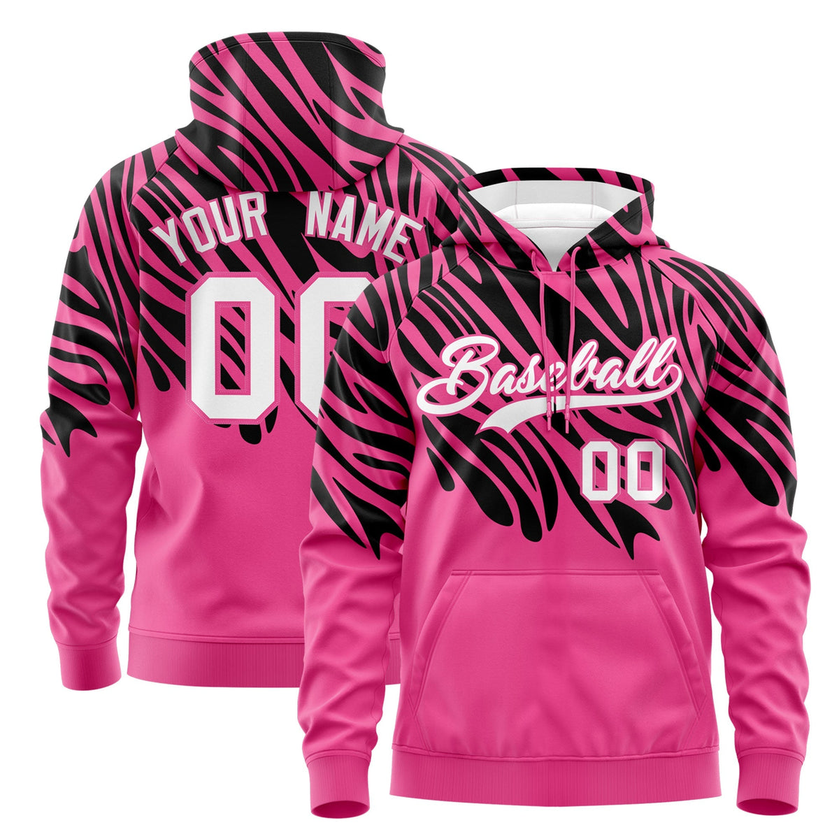 Custom Black Pink Leopard Print Pullover Sweatshirt Hoodie| KXKSHOP