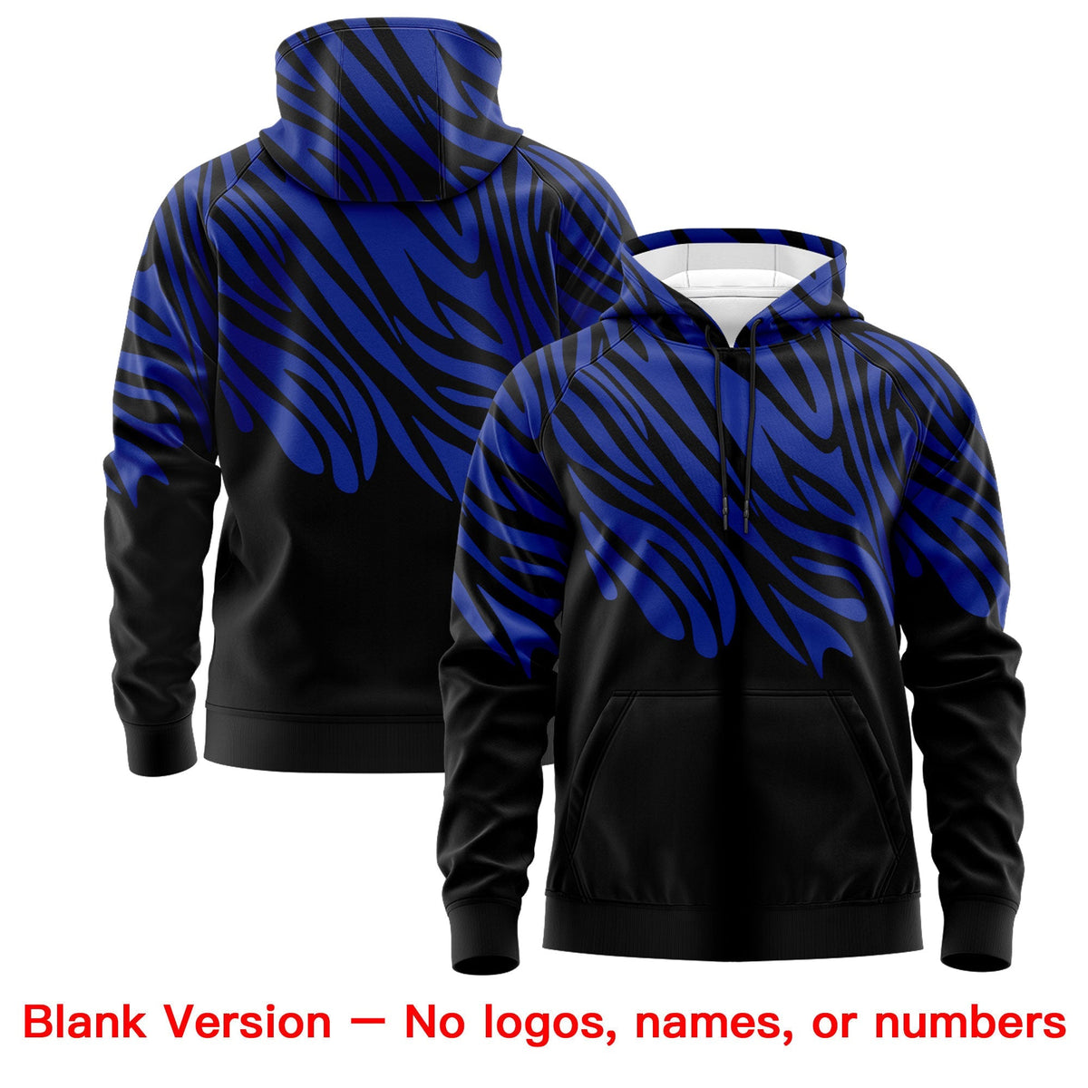 Custom Royal Blue Black Leopard Print Pullover Sweatshirt Hoodie| KXKSHOP