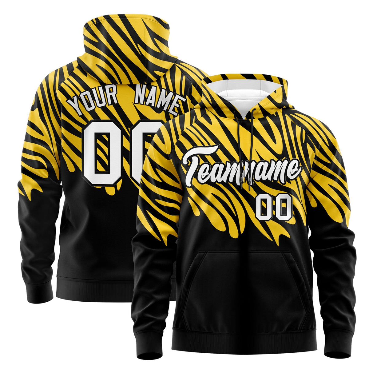 Custom Gold Black Leopard Print Pullover Sweatshirt Hoodie| KXKSHOP