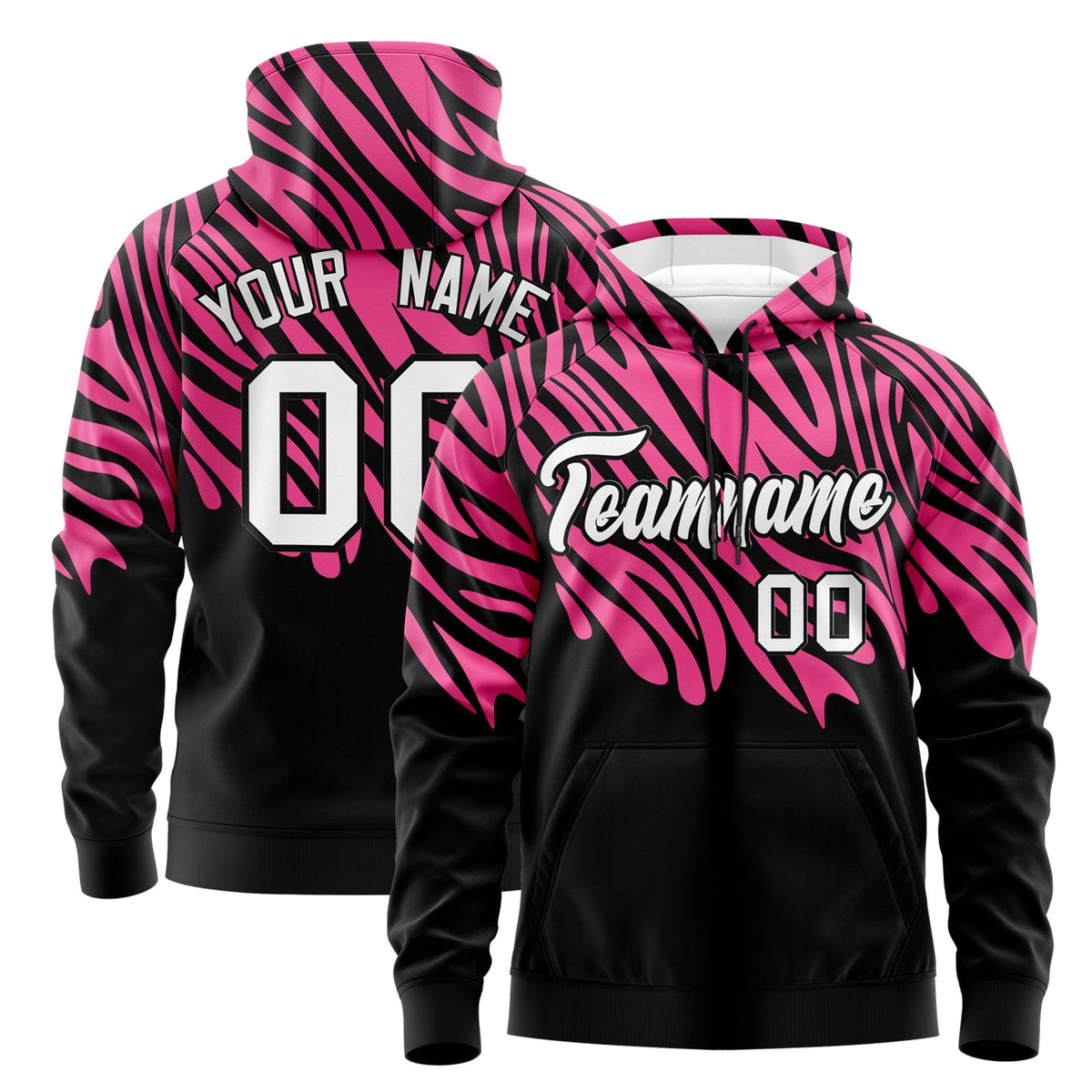 Custom Pink Black Leopard Print Pullover Sweatshirt Hoodie| KXKSHOP