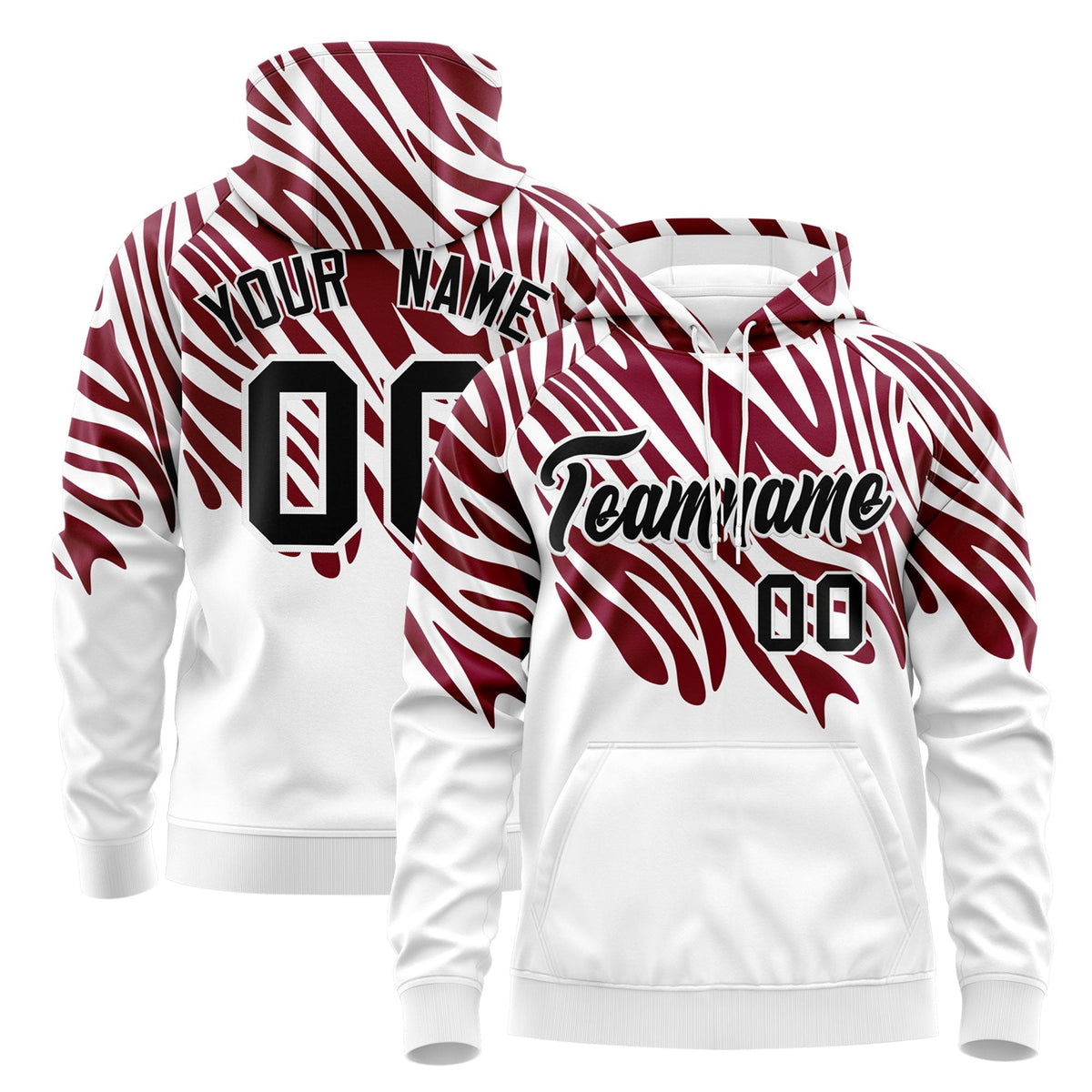 Custom Crimson White Leopard Print Pullover Sweatshirt Hoodie| KXKSHOP