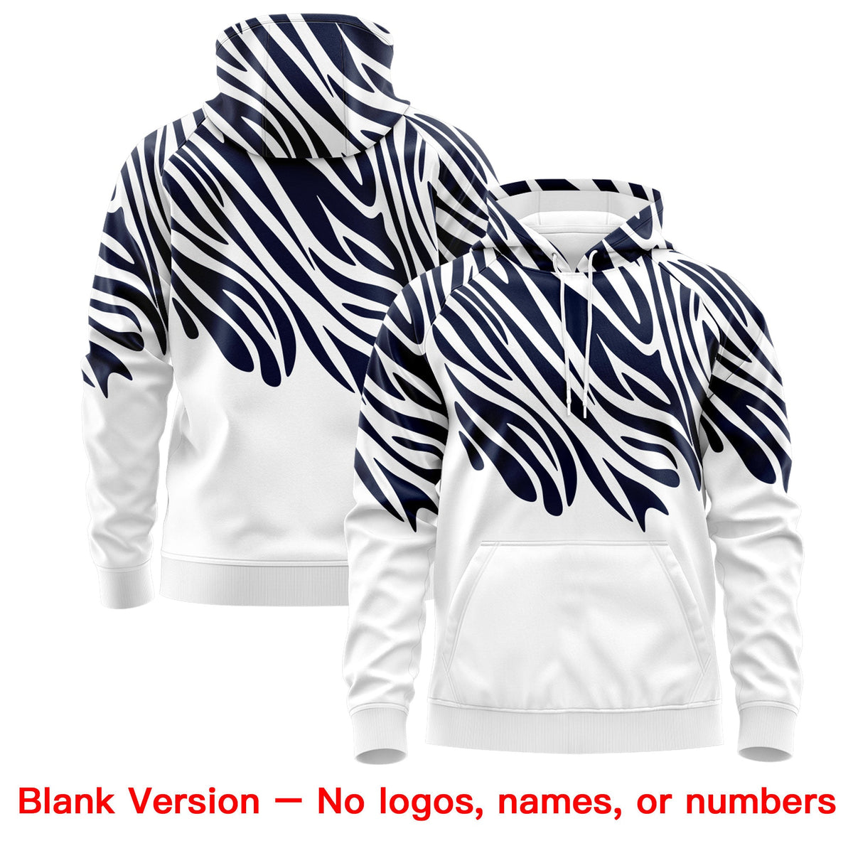 Custom Navy White Powder Blue Leopard Print Pullover Sweatshirt Hoodie| KXKSHOP