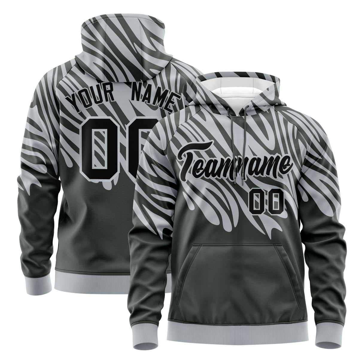 Custom Silver Black Leopard Print Pullover Sweatshirt Hoodie| KXKSHOP