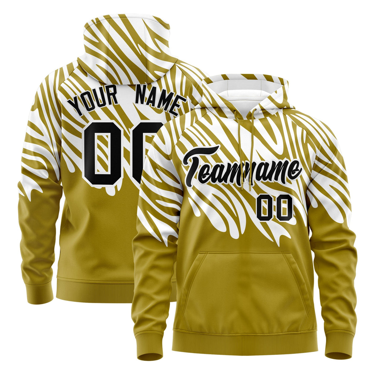 Custom White Old Gold Leopard Print Pullover Sweatshirt Hoodie| KXKSHOP