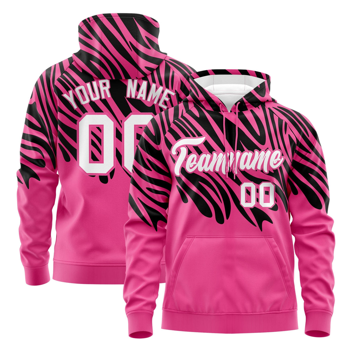 Custom Black Pink Leopard Print Pullover Sweatshirt Hoodie| KXKSHOP