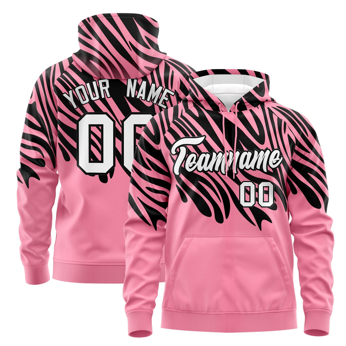 Custom Black Light Pink Leopard Print Pullover Sweatshirt Hoodie| KXKSHOP
