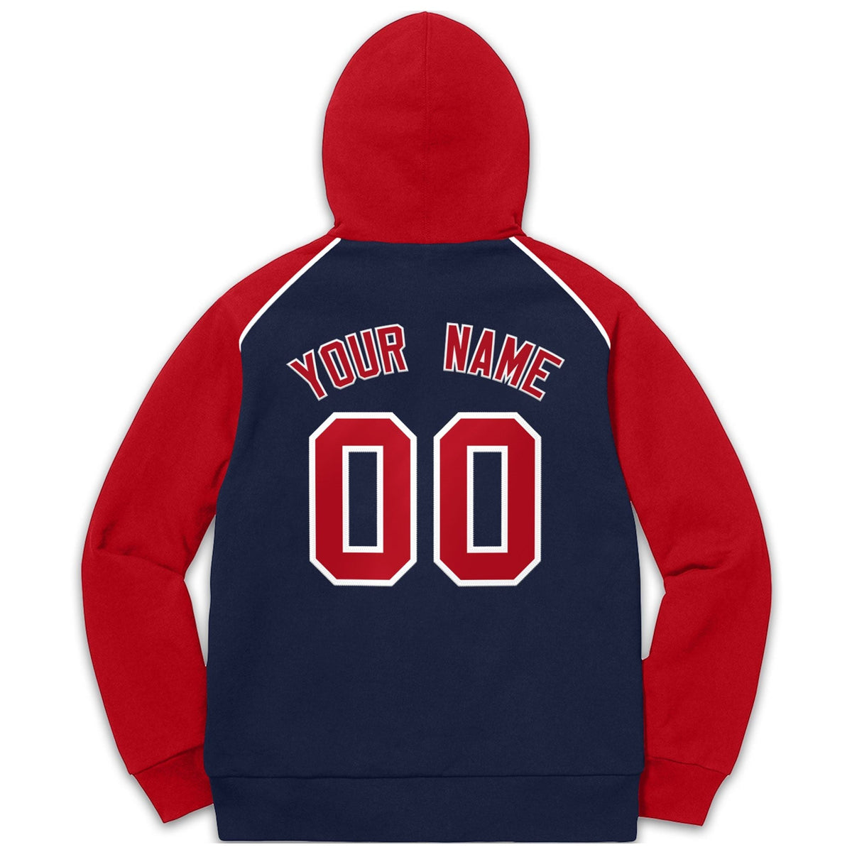 Custom Stitched Sportwear Navy Red-White Raglan Sleeves Pullover Hoodie