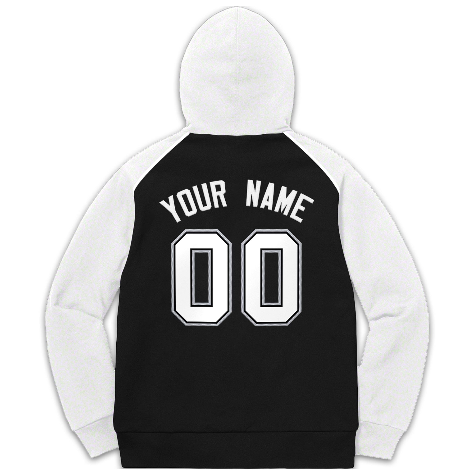 Custom Stitched Sportwear Black White-Gray Raglan Sleeves Pullover Hoodie