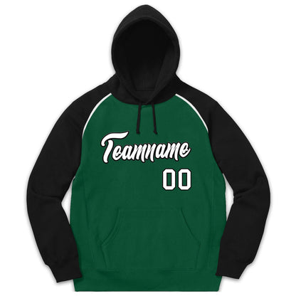 Custom Stitched Sportwear Green White-Black Raglan Sleeves Pullover Hoodie