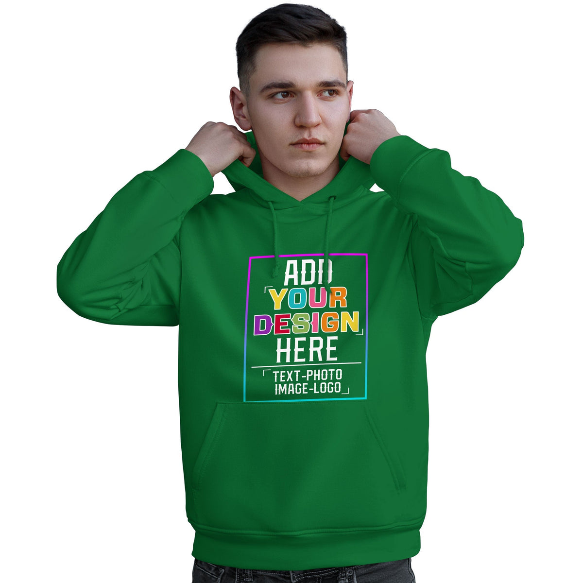 Custom Kelly Green Personalized Rainbow Color Font Team Pullover Sweatshirt Hoodie
