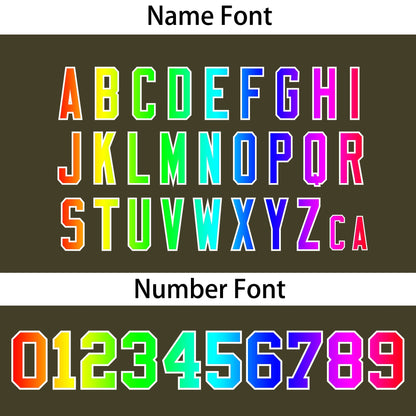Custom Olive Personalized Rainbow Color Font Team Pullover Sweatshirt Hoodie