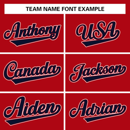 Custom Red Navy-White Raglan Sleeves Pullover Personalized Sweatshirt Hoodie