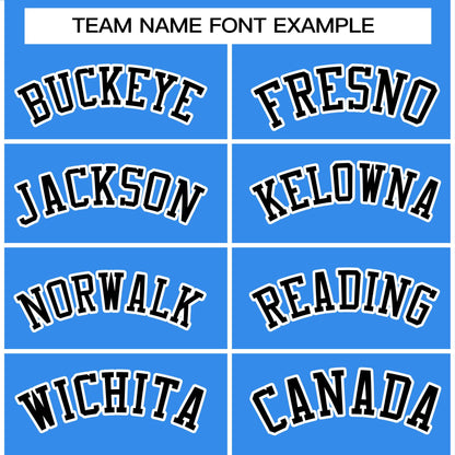 Custom Light Blue Black-White Raglan Sleeves Pullover Personalized Team Sweatshirt Hoodie
