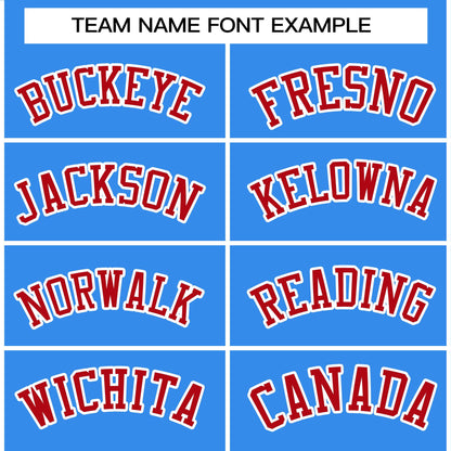 Custom Light Blue Red-White Raglan Sleeves Pullover Personalized Team Sweatshirt Hoodie