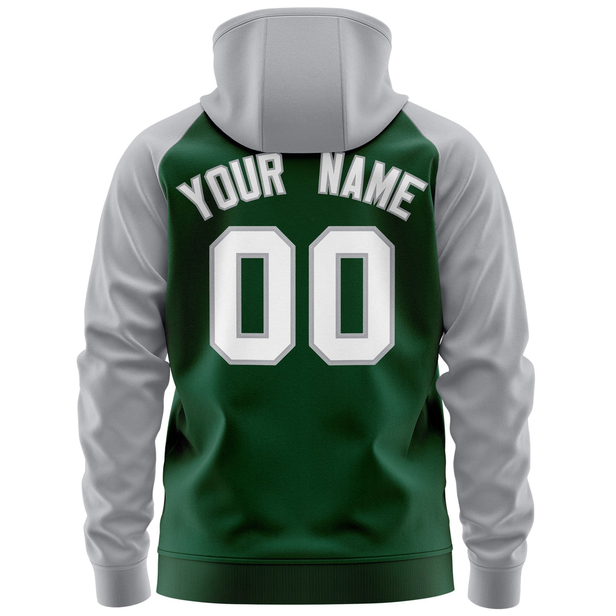 Custom Stitched Green White-Gray Raglan Sleeves Sports Full-Zip Sweatshirt Hoodie
