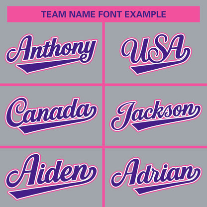 Custom Stitched Light Gray Pink-Purple Raglan Sleeves Sports Full-Zip Sweatshirt Hoodie