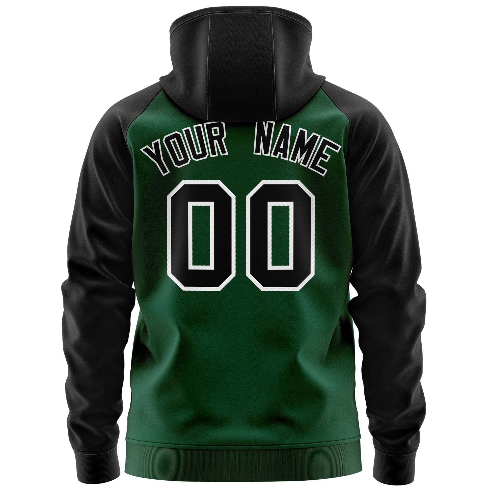 Custom Stitched Green Black-White Raglan Sleeves Sports Full-Zip Sweatshirt Hoodie