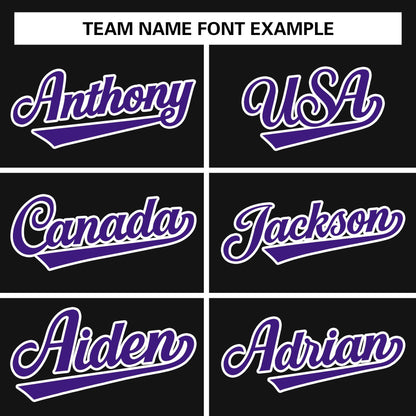 Custom Stitched Black Purple-White Raglan Sleeves Sports Full-Zip Sweatshirt Hoodie
