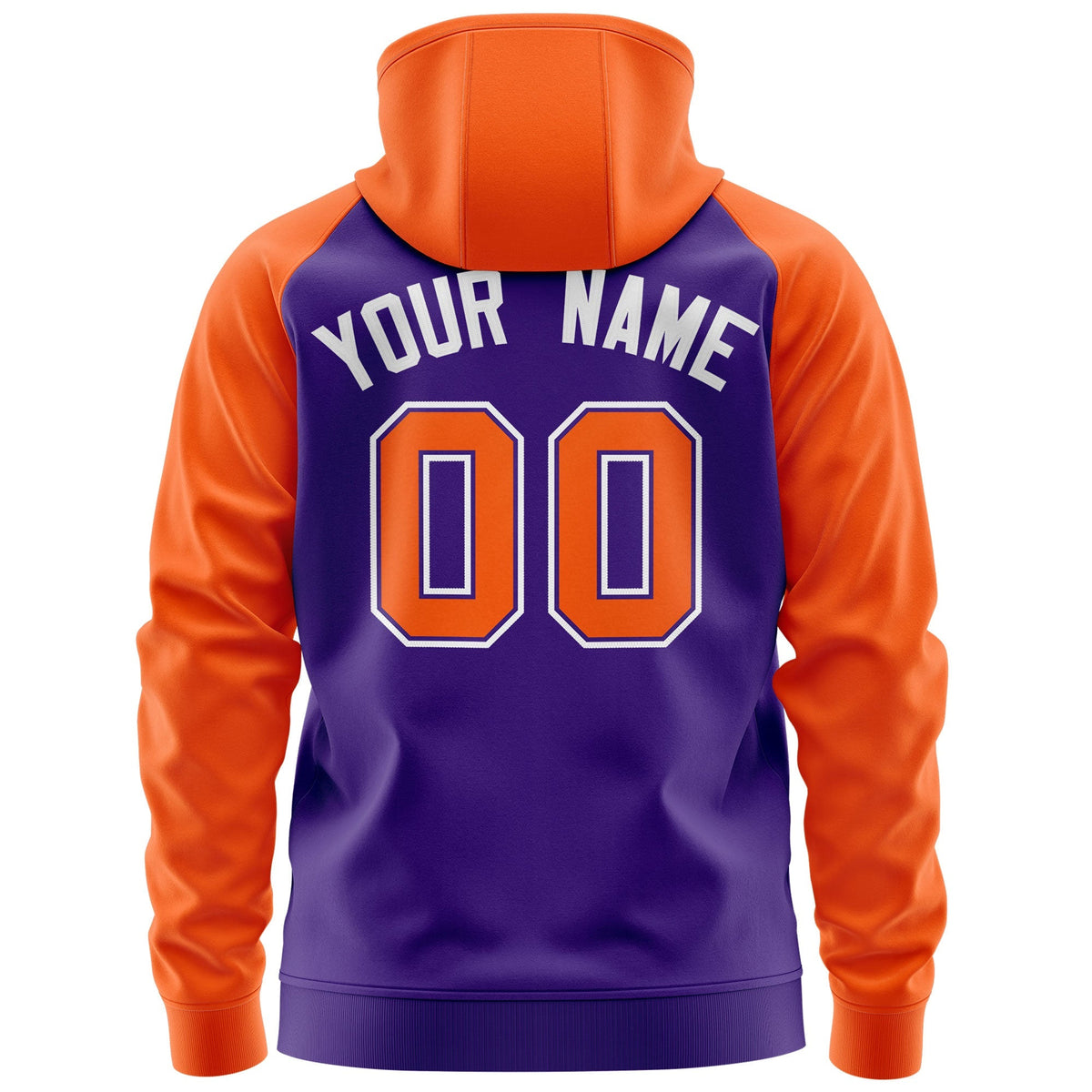 Custom Stitched Purple Orange Raglan Sleeves Sports Full-Zip Sweatshirt Hoodie