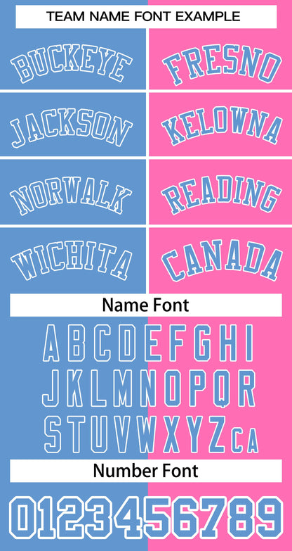 Custom Light Blue Pink Light Blue-White Split Fashion Stitched Sportwear Pullover Hoodie