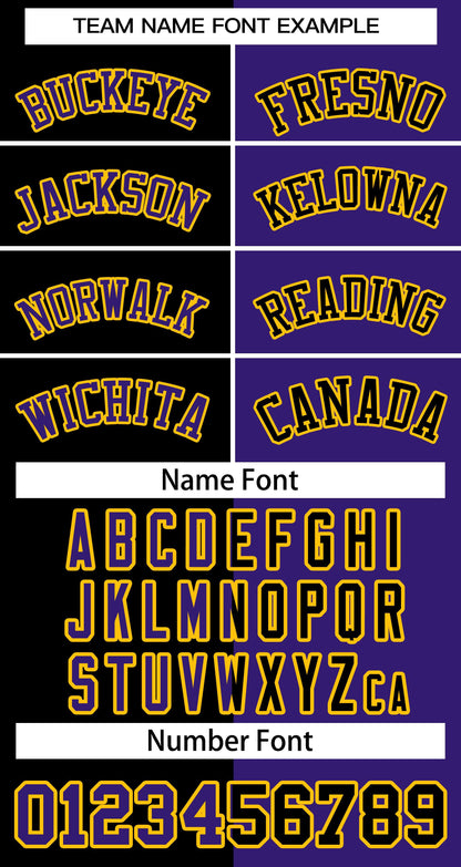 Custom Black Purple Purple-Gold Split Fashion Stitched Sportwear Pullover Hoodie