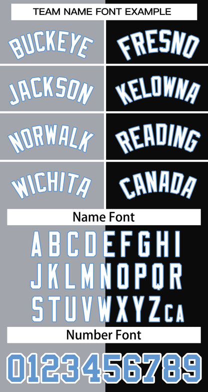 Custom Gray Black White-Light Blue Split Fashion Stitched Sportwear Pullover Hoodie