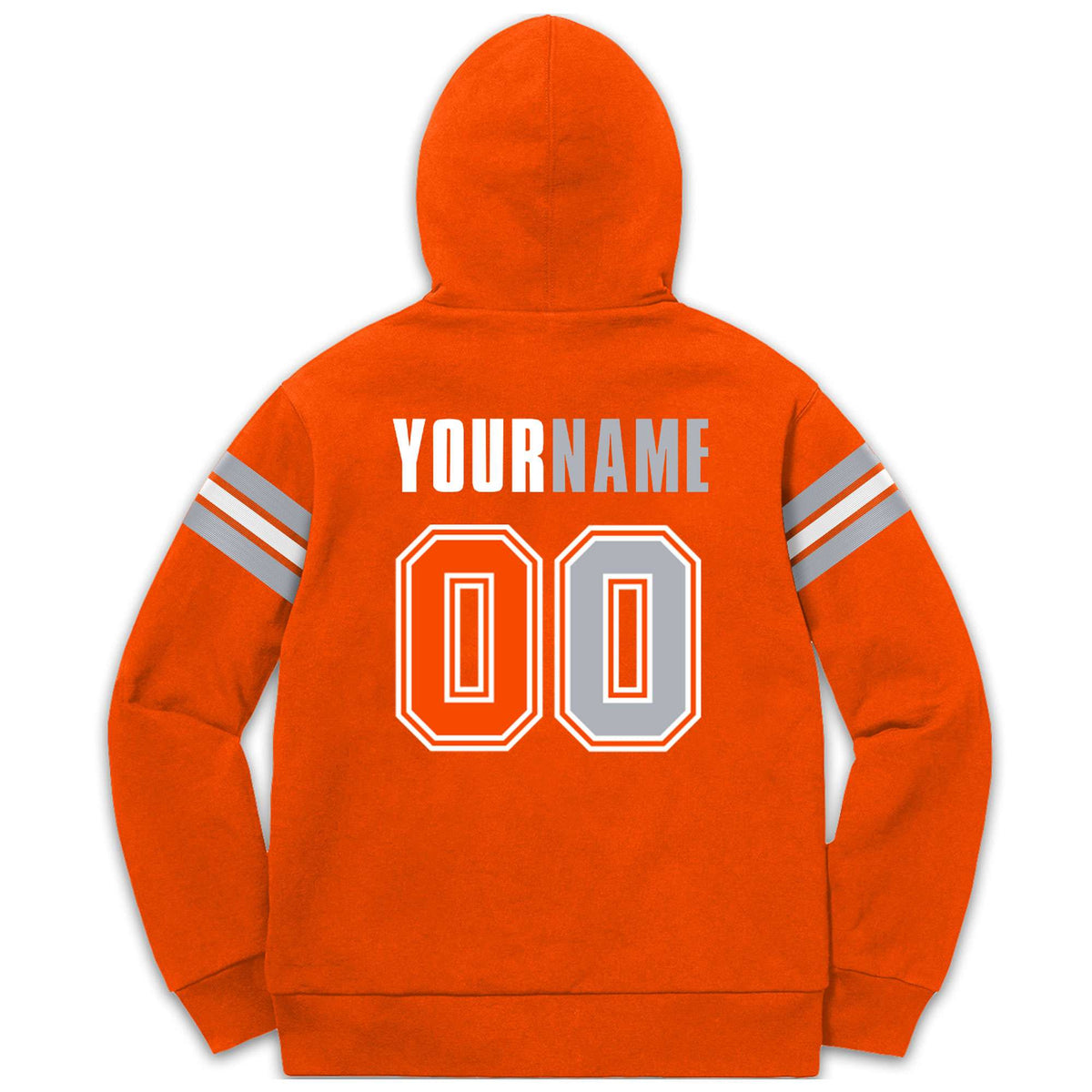 Custom Stitched Orange Gray-White Cotton Pullover Sweatshirt Hoodie