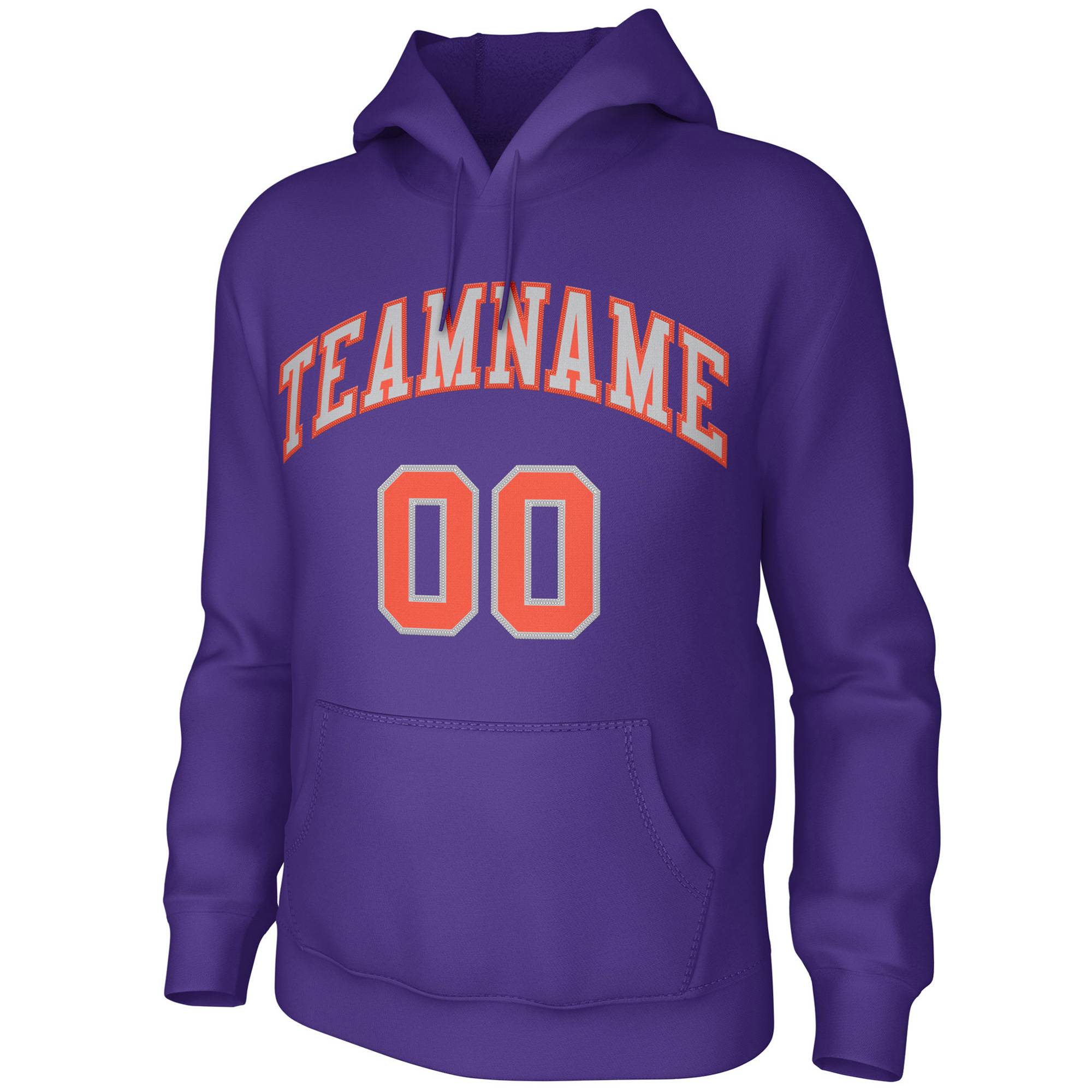Custom Purple Gray-Orange Classic Style Training Uniform Pullover Hoodie